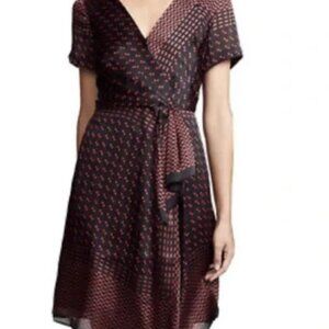 Club Monaco Black/Red Midi Dress with V neck